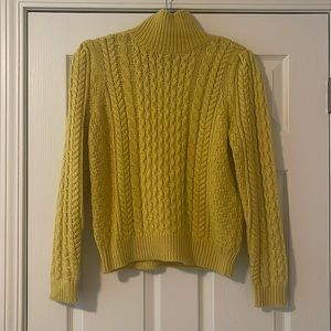 Ann Taylor Mock Neck Puff Sleeve Cable Sweater